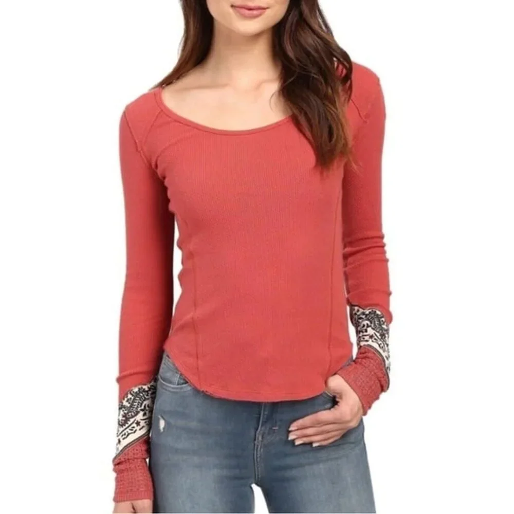 Free People Bandana Cuff Top Thermal Bohemian Crochet size M Resortwear Festival